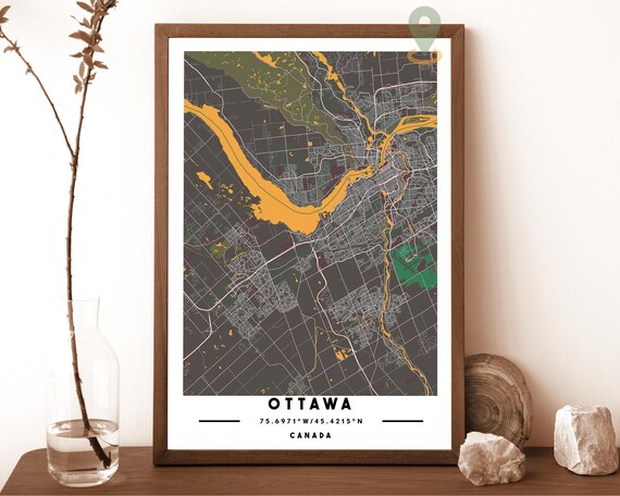 Ottawa Canada City Street Map Modern Minimal Art Print for Canadian Homes