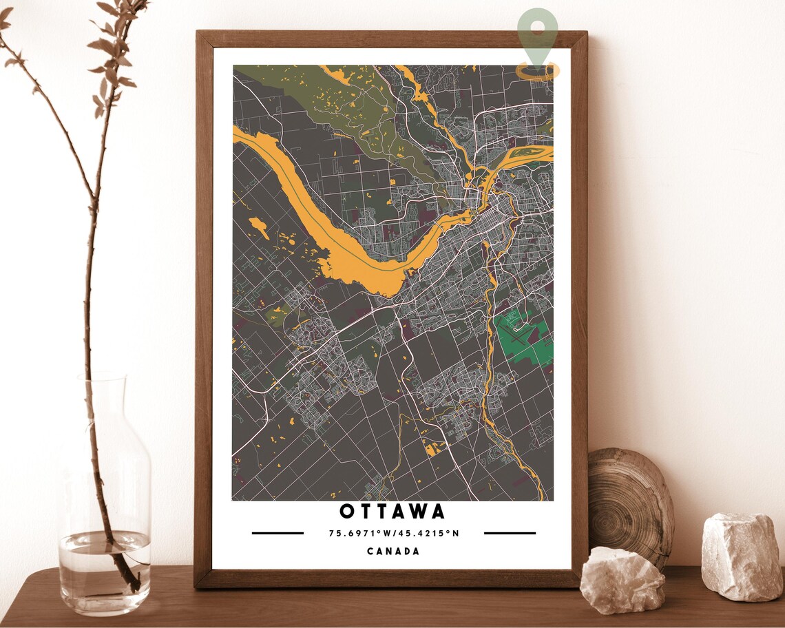 Ottawa Canada City Street Map Modern Minimal Art Print for Canadian Homes