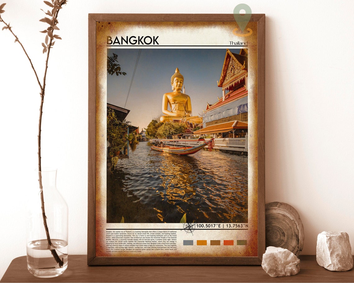 Bangkok Print Vintage Poster Bangkok Art Bangkok Poster Bangkok Photo Bangkok Poster Print Bangkok Wall Decor Thailand Poster - Image 6