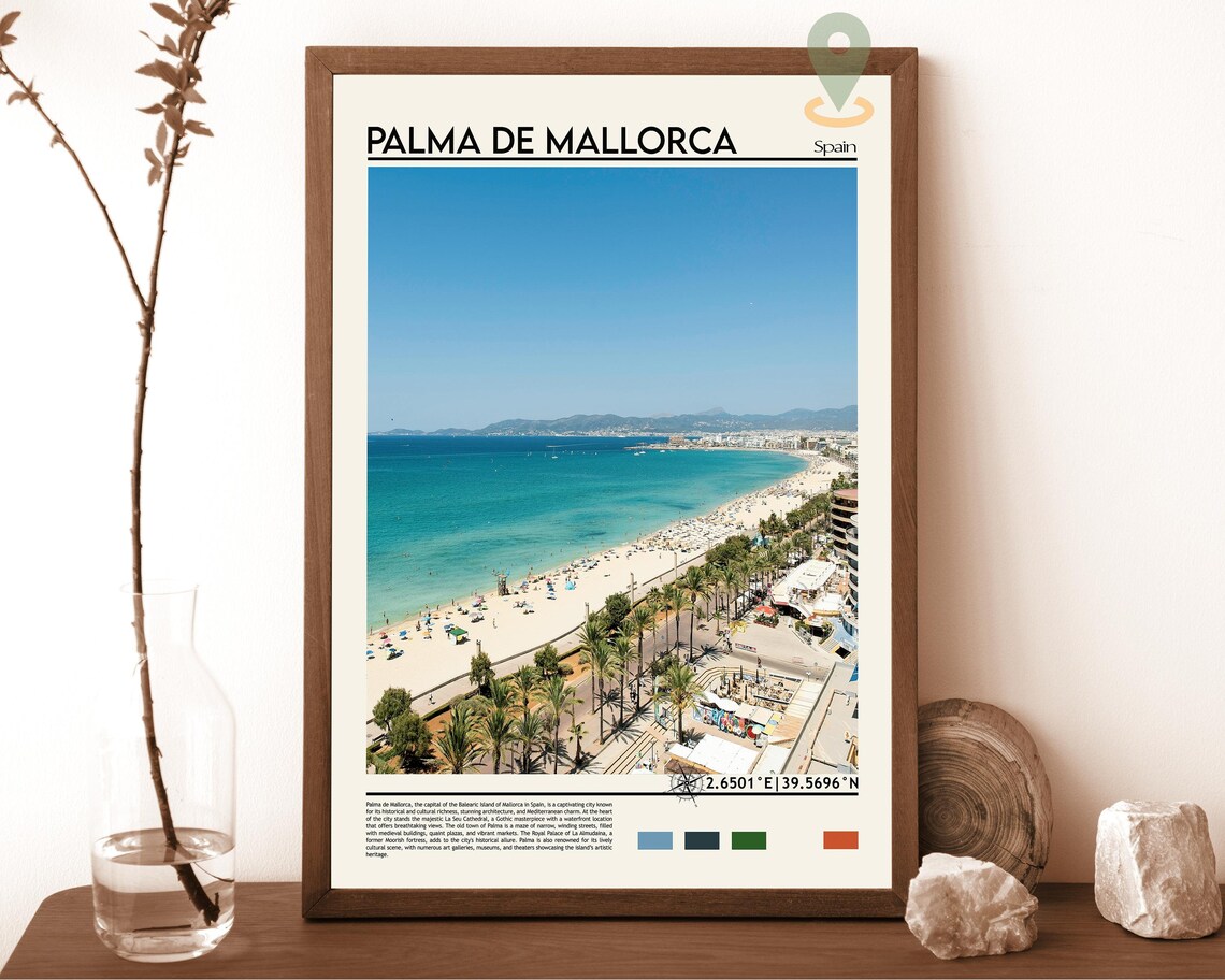 Palma de Mallorca Spain Beach Promenade Turquoise Bay Travel Poster