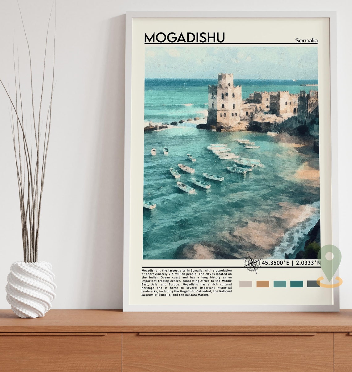 Mogadishu Somalia Historic Harbor Stone Fortress Travel Poster - Image 5