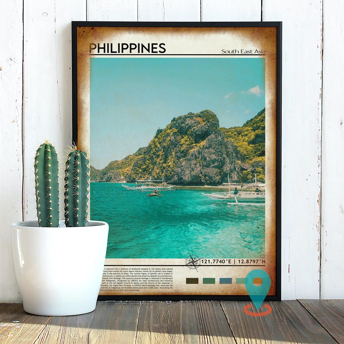 Philippines Tropical Island Boat Beach Vintage Travel Poster Art - Image 2