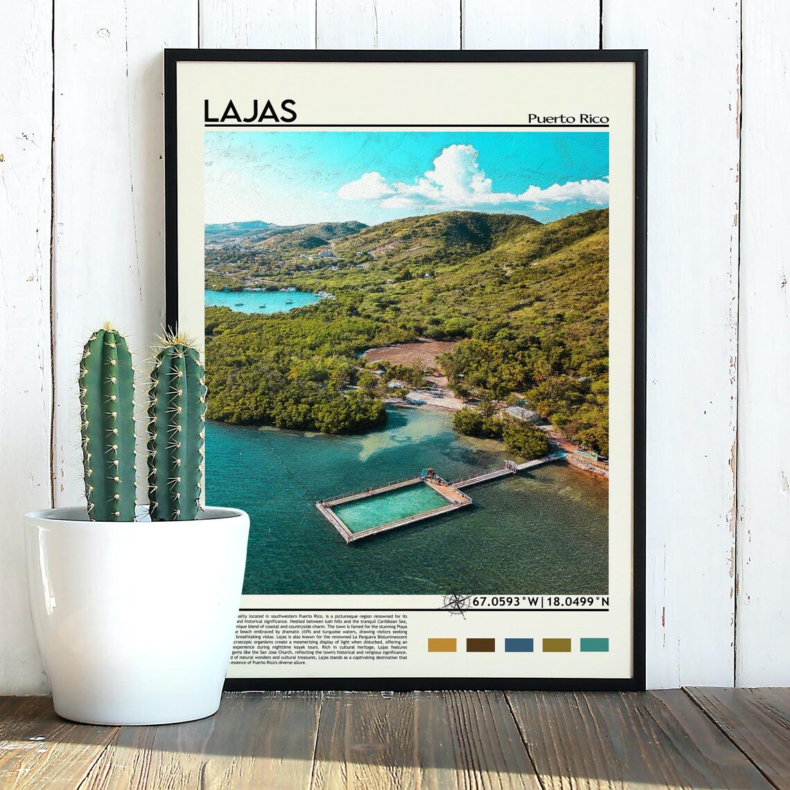 Lajas Puerto Rico Turquoise Bay Aerial Lagoon Sunset Travel Poster - Image 5