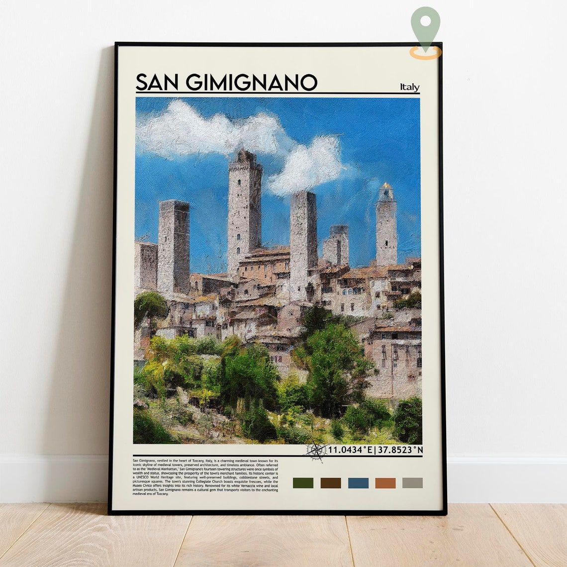 San Gimignano Travel Print San Gimignano Poster Italy Poster Tuscany Poster Tuscany Village Italian Village San Gimignano Print - Image 2