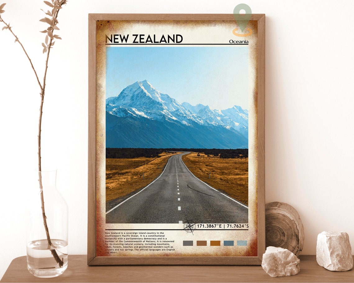 New Zealand Print Vintage Poster New Zealand Art New Zealand Poster New Zealand Photo New Zealand Poster Print Auckland Poster - Image 6
