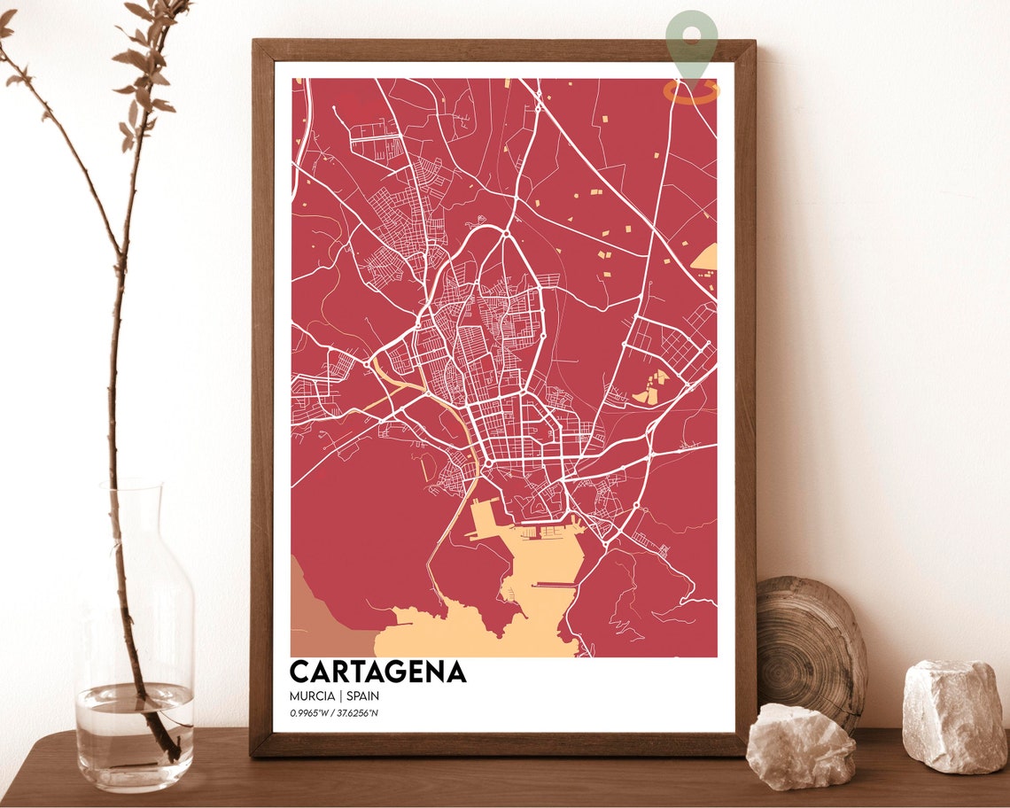 Cartagena Map Cartagena Map Print Cartagena Personalized Map Cartagena Wall Art Cartagena Travel Poster Cartagena Murcia Spain - Image 3