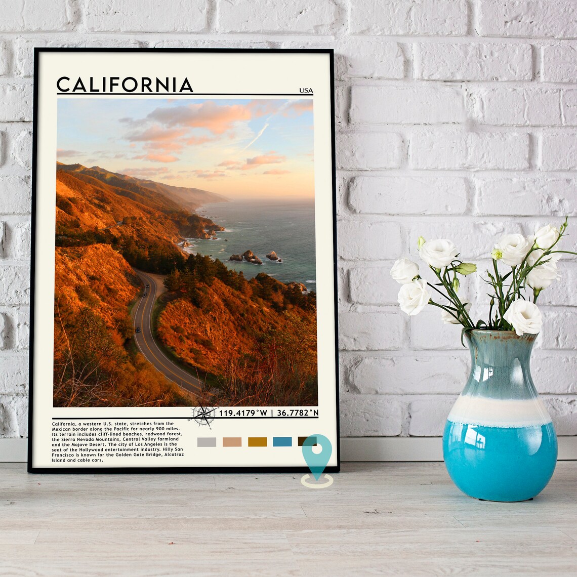 California Coastal Highway Sunset Golden Hour Scenic Travel Poster - Image 5