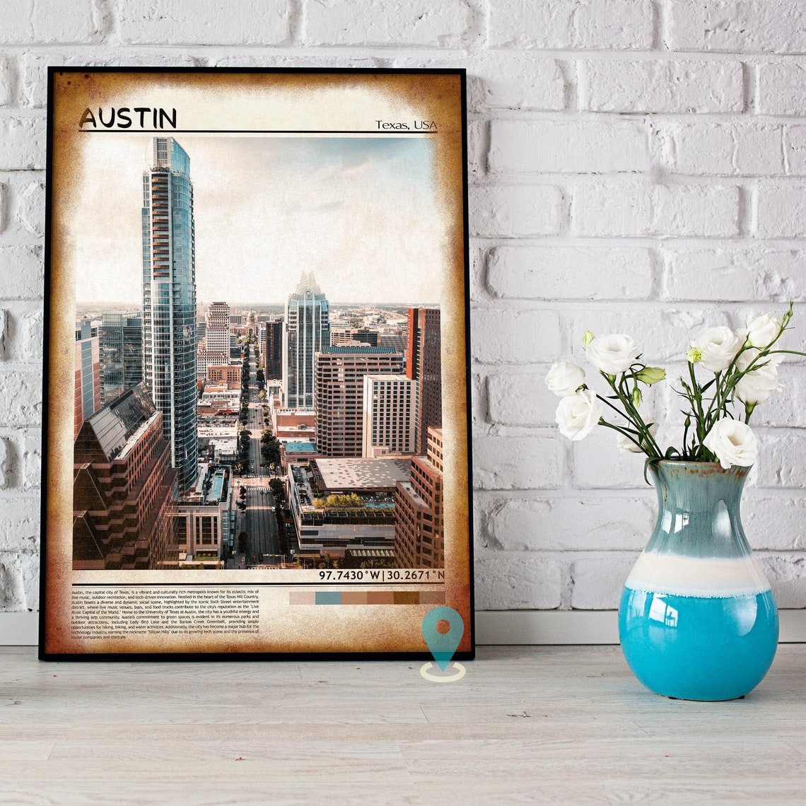 Austin Texas Modern Downtown Skyscrapers Aerial City View Poster - Image 5