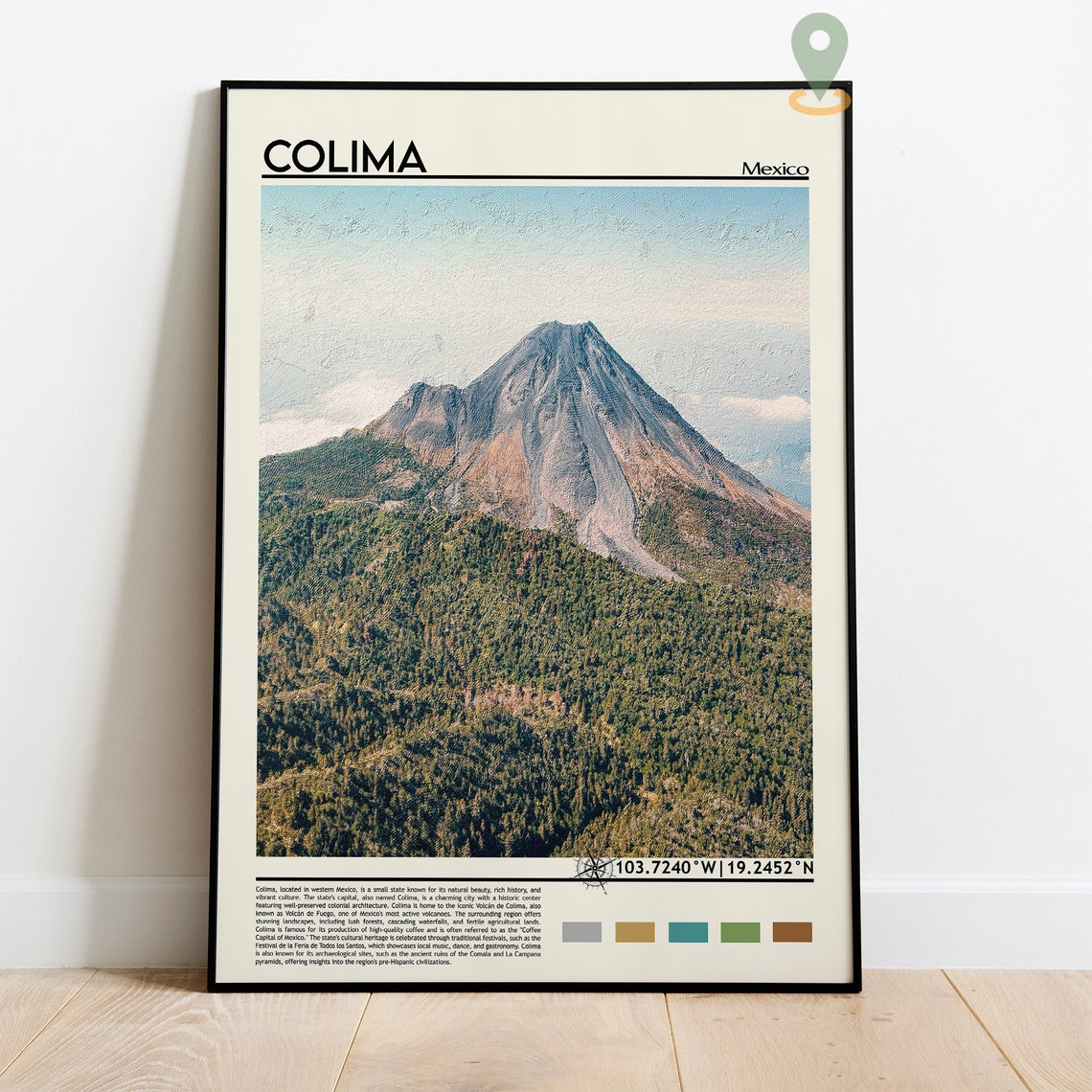 Colima Mexico Volcano Peak Green Mountain Landscape Travel Poster - Image 5