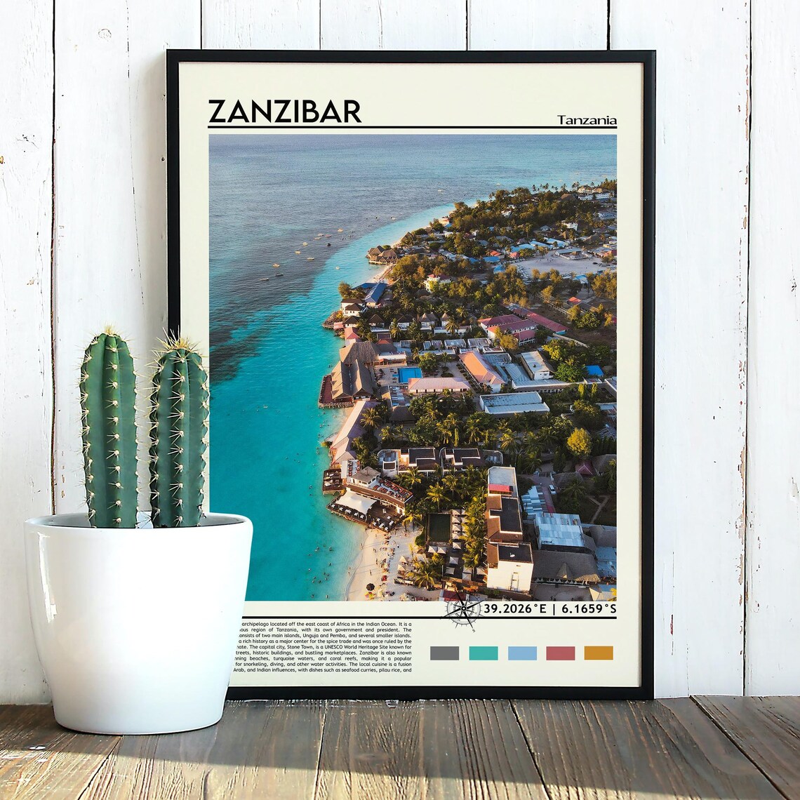 Zanzibar Tanzania Tropical Aerial Beach Coast Photo Travel Wall Art - Image 3