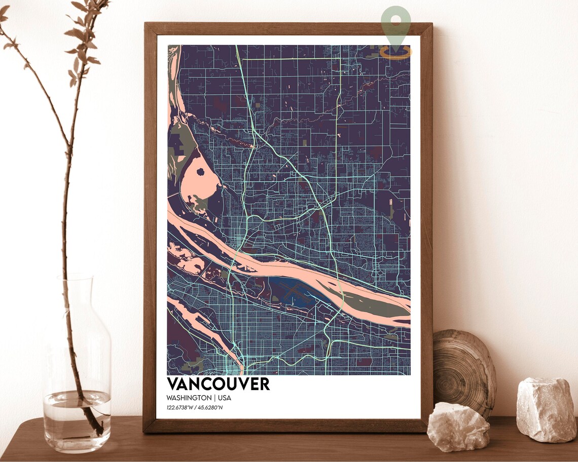 Vancouver Washington USA Vintage Sepia City Street Map Poster - Image 6