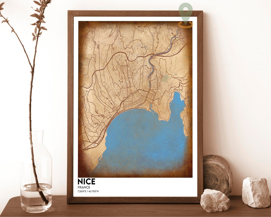 Nice France Purple Mint Street Map Riviera Coastal Art Poster - Image 6