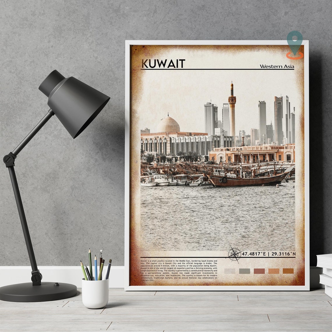 Kuwait Western Asia Dhows Waterfront Skyline Harbor Photo Poster - Image 4
