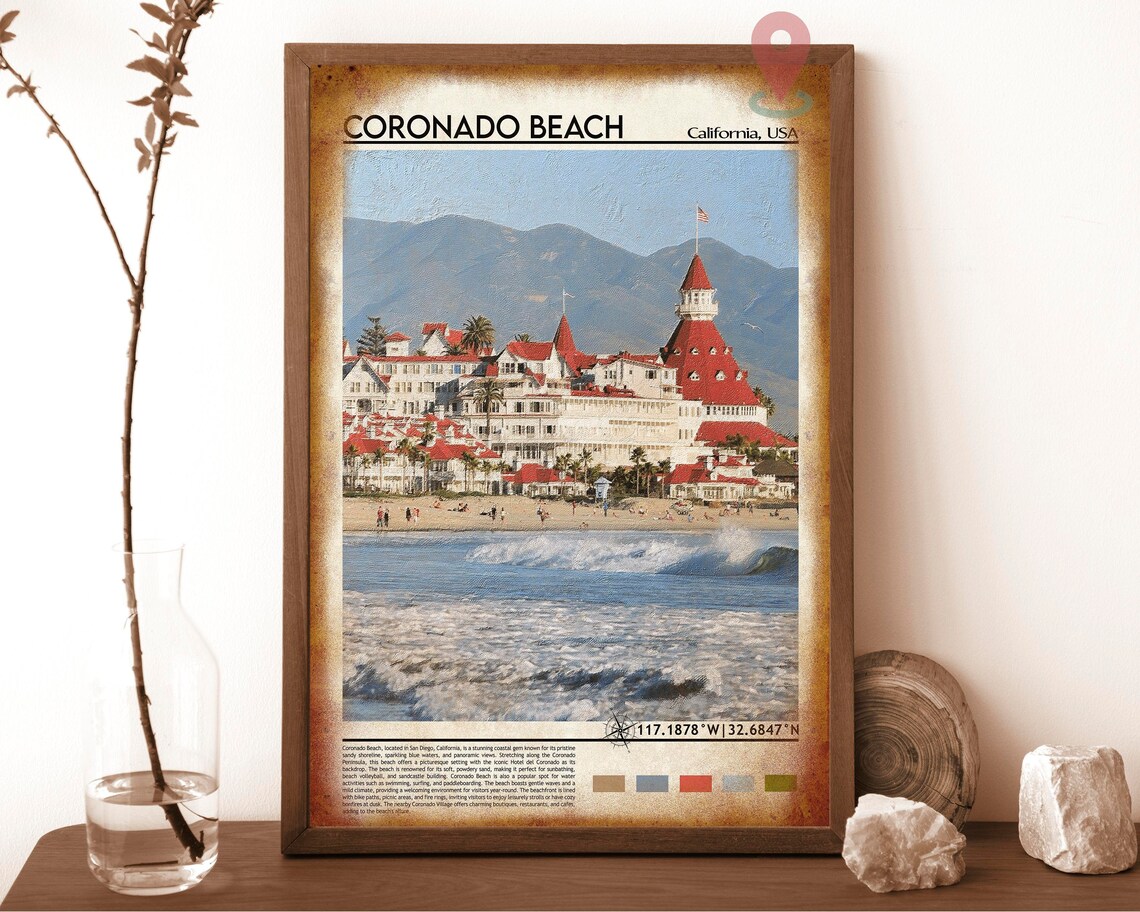 Coronado Beach California Historic Hotel Coast Travel Poster - Image 6