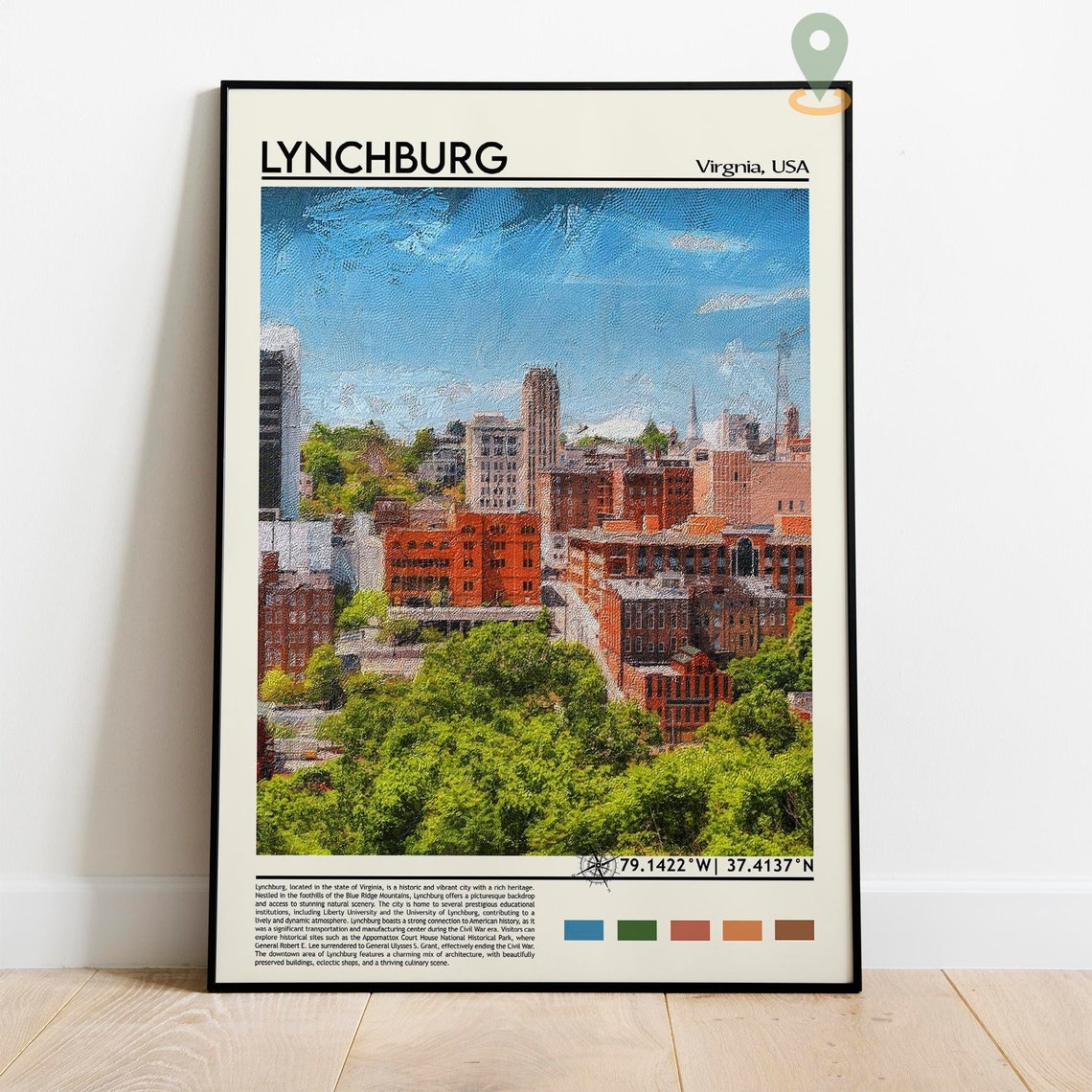 Lynchburg Print Lynchburg Poster Lynchburg Wall Art Lynchburg Travel Print Lynchburg Art Print Lynchburg Artwork Virginia Print - Image 3
