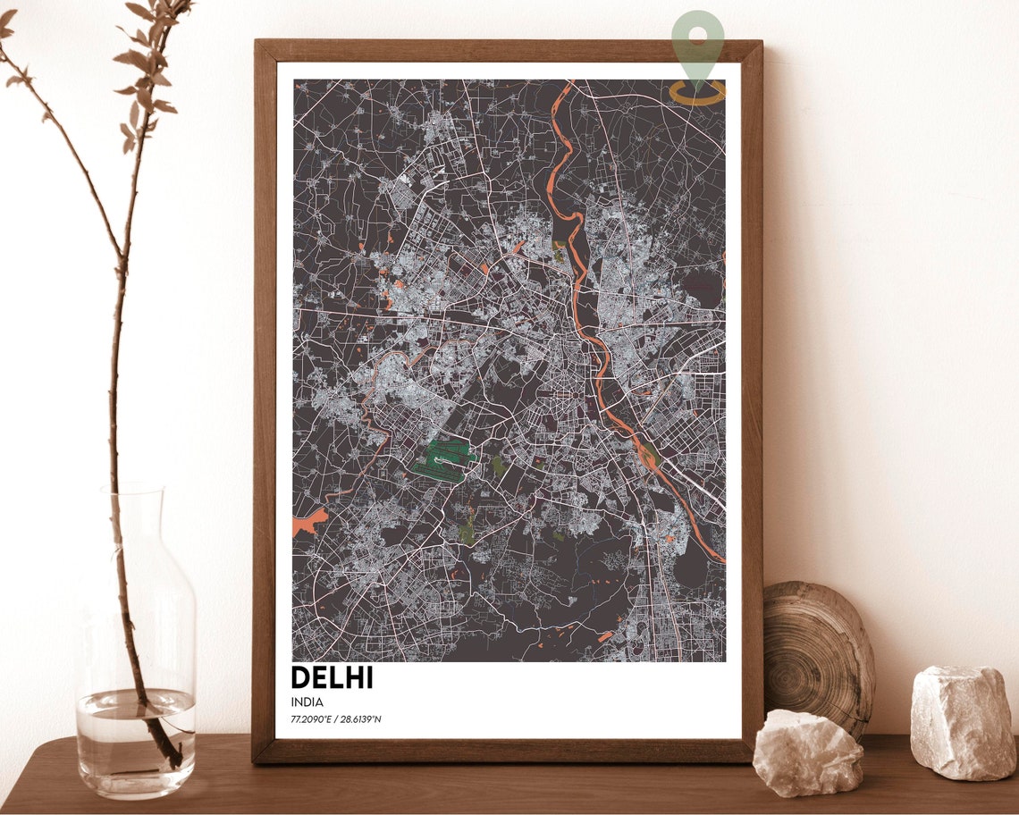 Delhi Map Delhi Map Print Delhi Personalized Map Delhi Wall Art Delhi Travel Poster Delhi Poster Delhi Photo Delhi Poster Print - Image 4