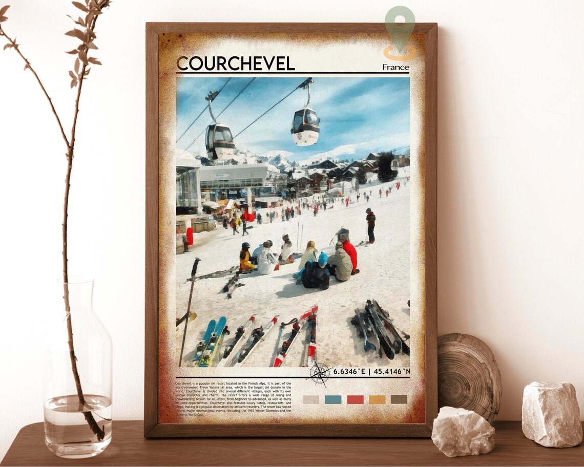 Courchevel France Ski Slopes Gondola Photo Alpine Travel Wall Art - Image 6