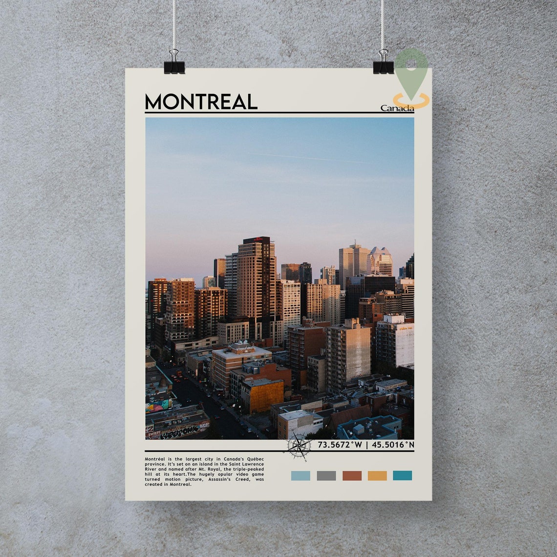 Montreal Print Montreal Art Montreal Poster Montreal Photo Montreal Poster Print Montreal Painting Quebec Travel Poster Montreal Gift - Image 5