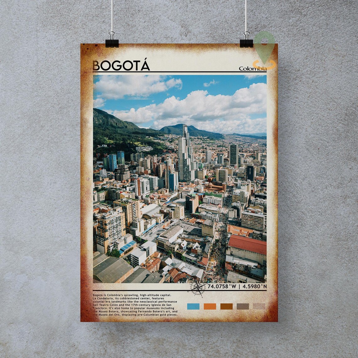 Bogota Colombia Andes Mountain City Aerial Travel Photo Poster - Image 2