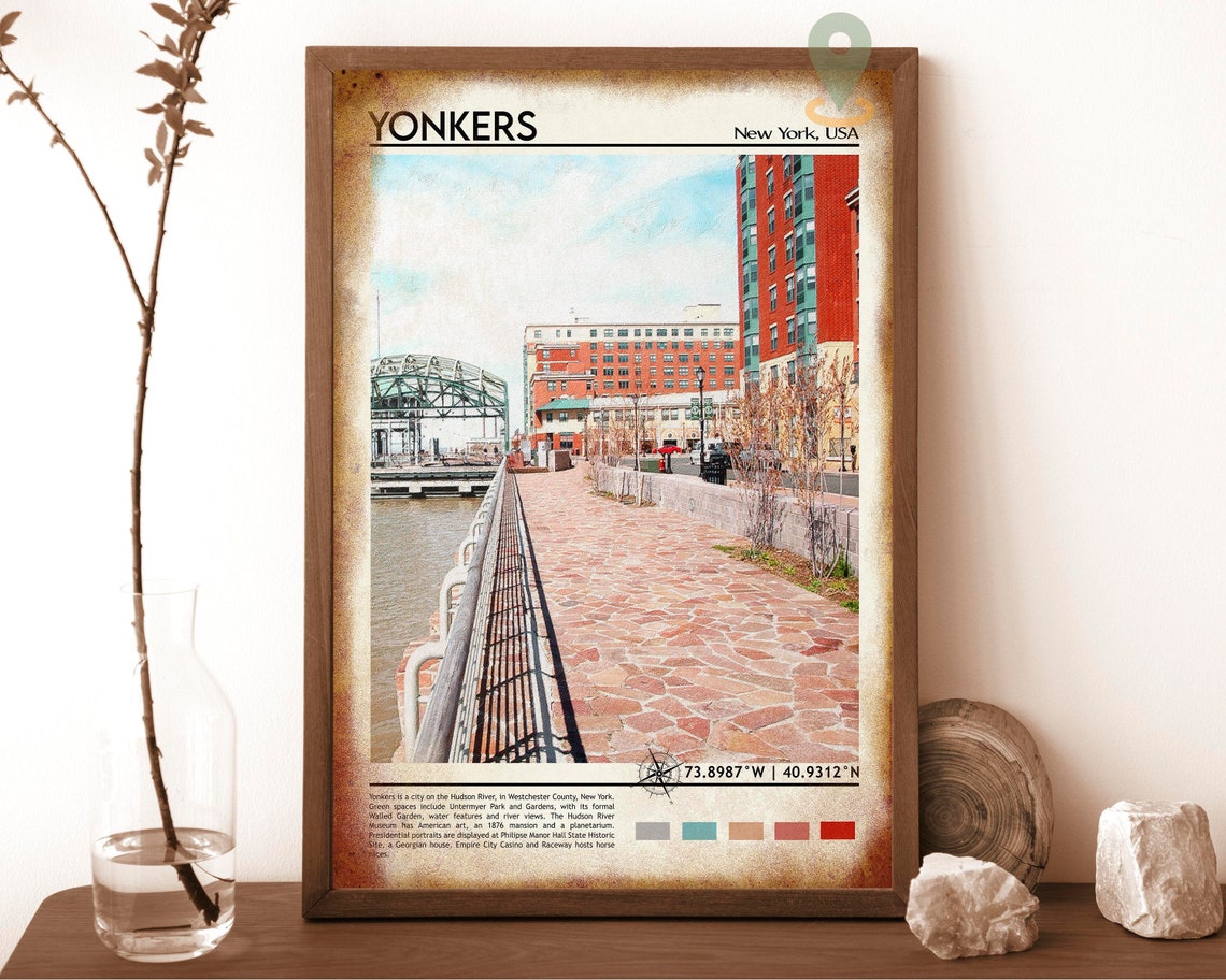 Yonkers New York Hudson River Waterfront Travel Poster Skyline - Image 6