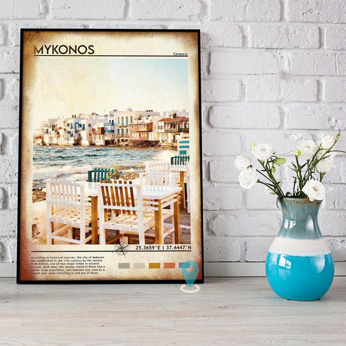 Mykonos Travel Poster Mykonos Print Mykonos Wall Art Mykonos Vintage Poster Mykonos Photo Mykonos Poster Print Greece Poster Print - Image 4