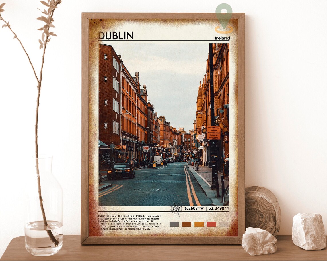 Dublin Ireland Brick Street Cityscape Urban Travel Photo Poster - Image 6
