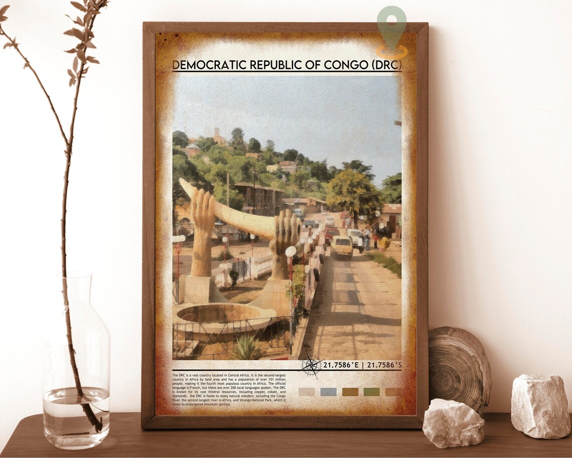 Democratic Republic of Congo Hand Sculpture Bridge Travel Poster - Image 6