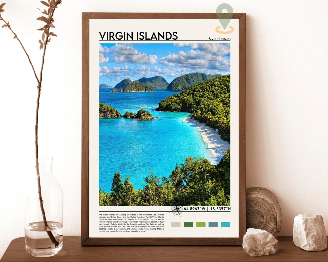 Virgin Islands Caribbean Tropical Bay Beach Photo Travel Poster
