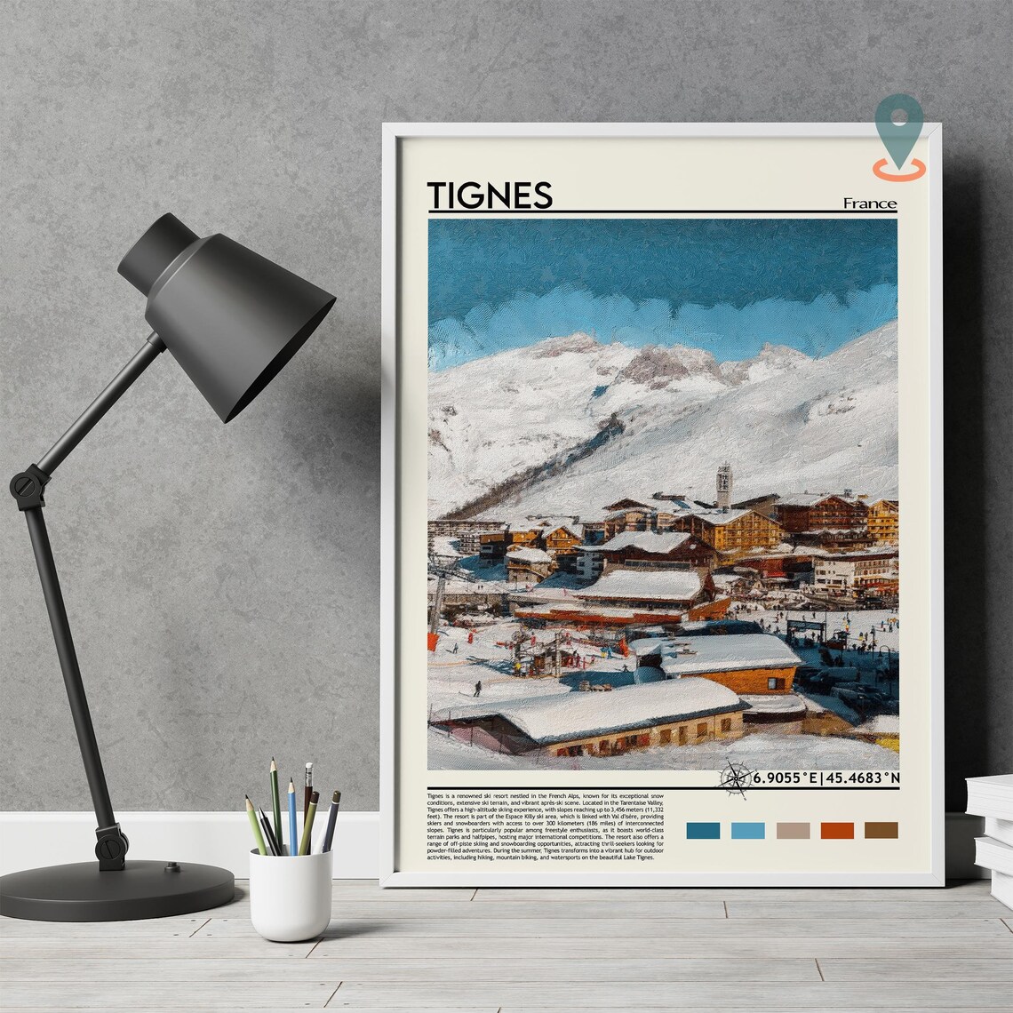 Tignes France Alpine Ski Village Snowy Peaks Resort Scene Poster - Image 5