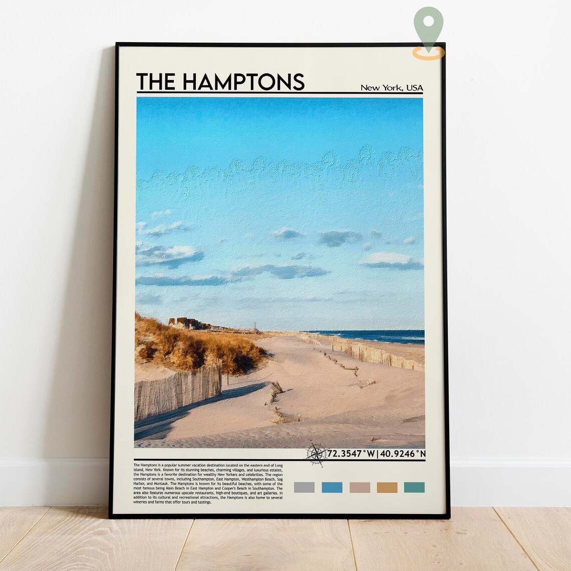 The Hamptons New York Beach Dunes Summer Shoreline USA Travel Poster - Image 2