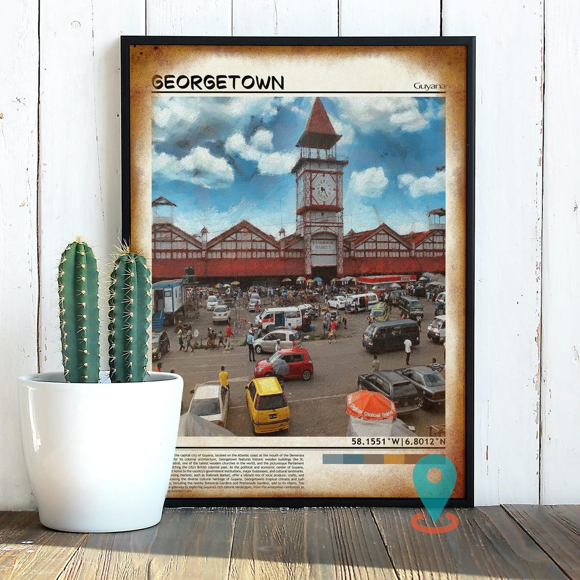 Georgetown Guyana Stabroek Market Historic Clock Tower Poster - Image 2