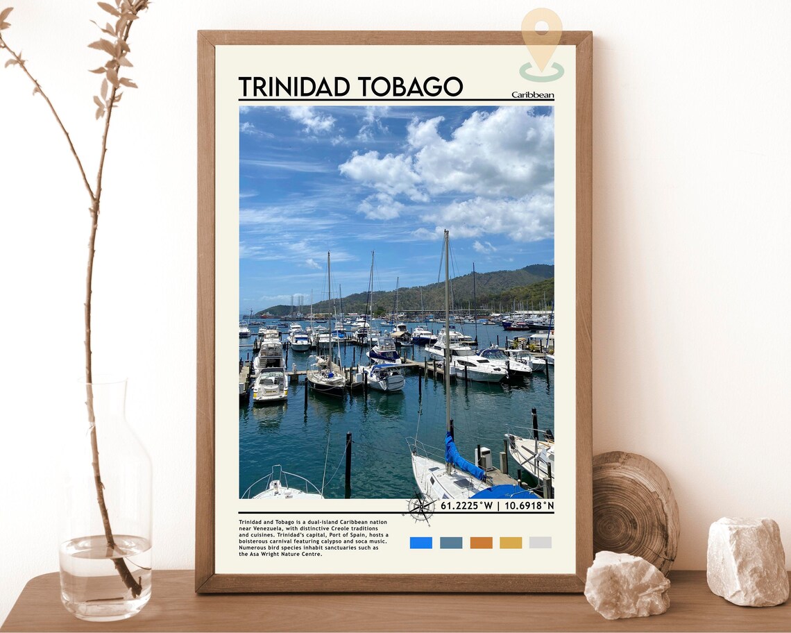 Trinidad Tobago Caribbean Marina Sailboat Harbor Photo Poster