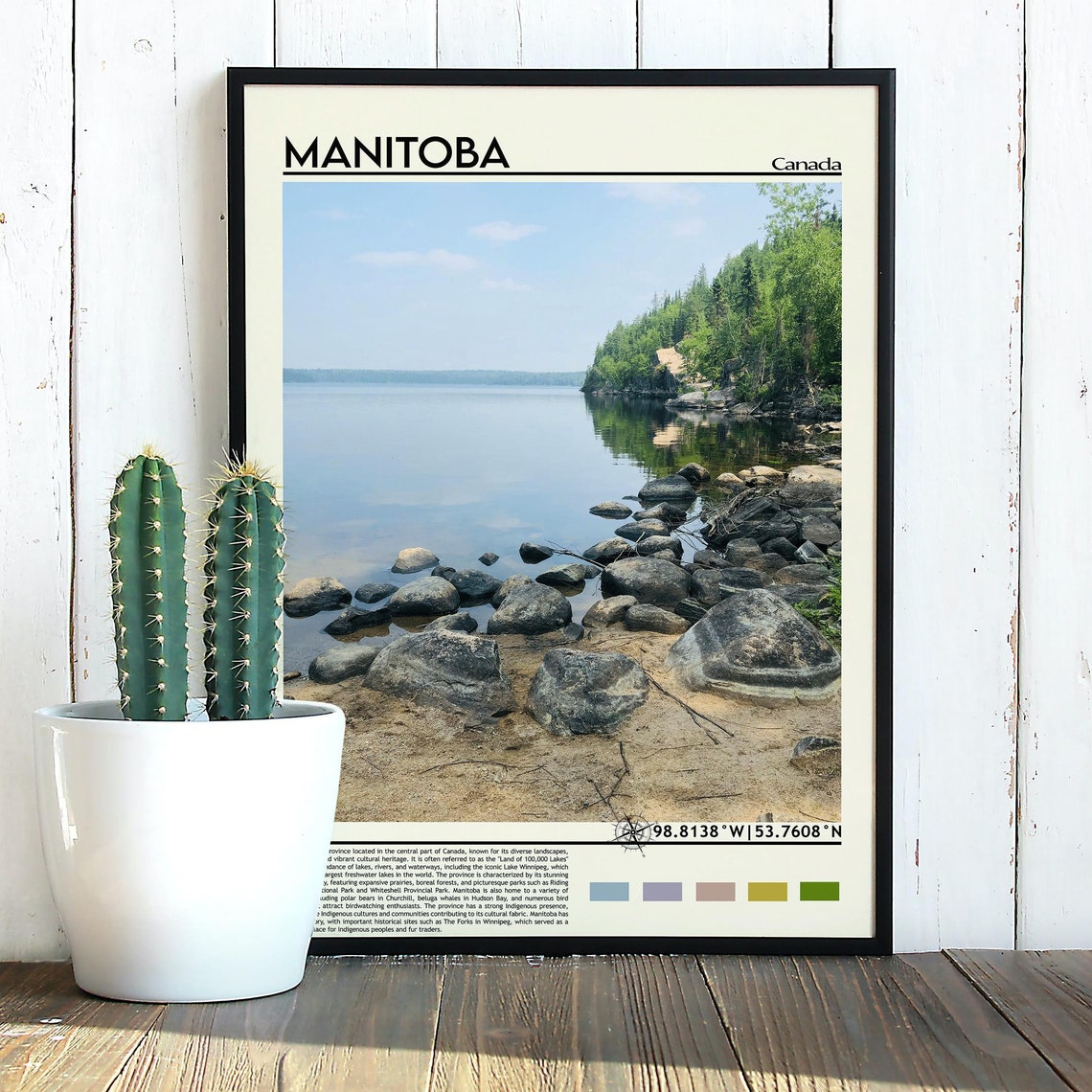 Manitoba Canada Tranquil Rocky Lakeshore Nature Scene Poster - Image 5