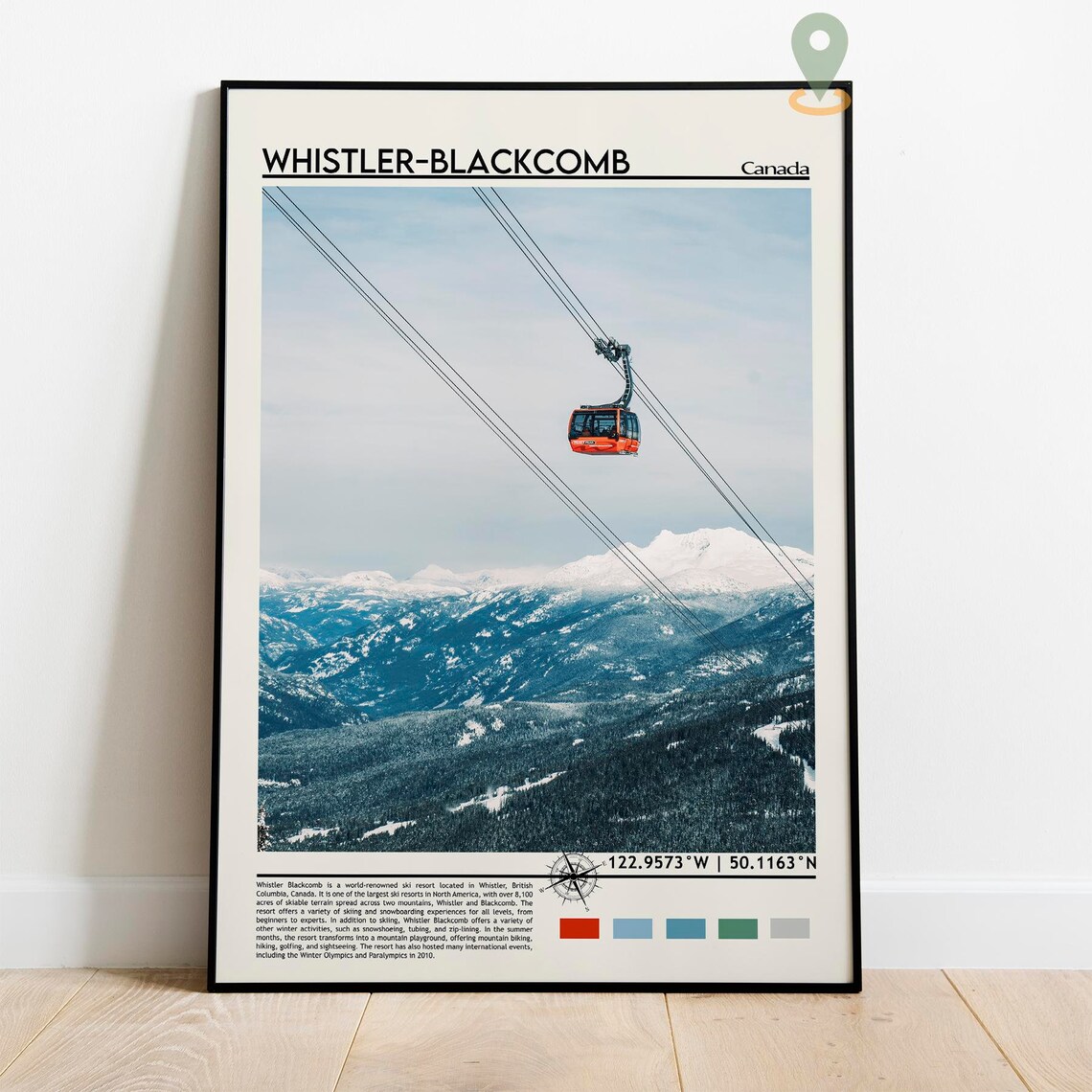 Whistler Blackcomb Canada Red Gondola Over Snowy Peaks Poster - Image 5