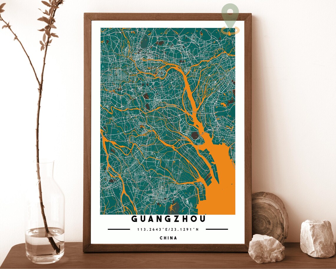 Guangzhou China Navy Street Map Pearl River Delta City Art Poster - Image 4