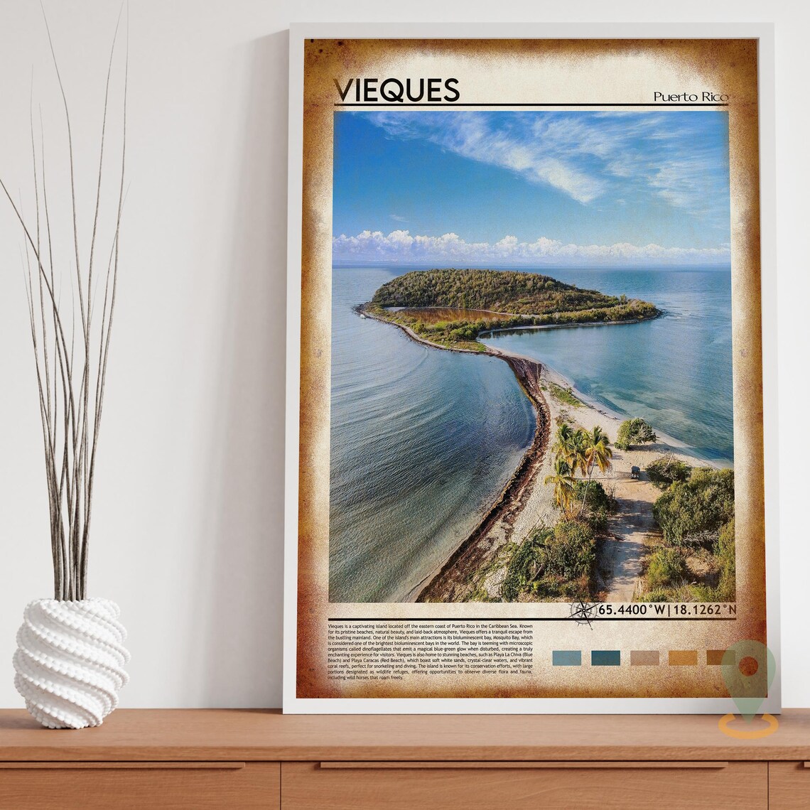 Vieques Puerto Rico Tropical Island Beach Aerial Photo Poster - Image 3