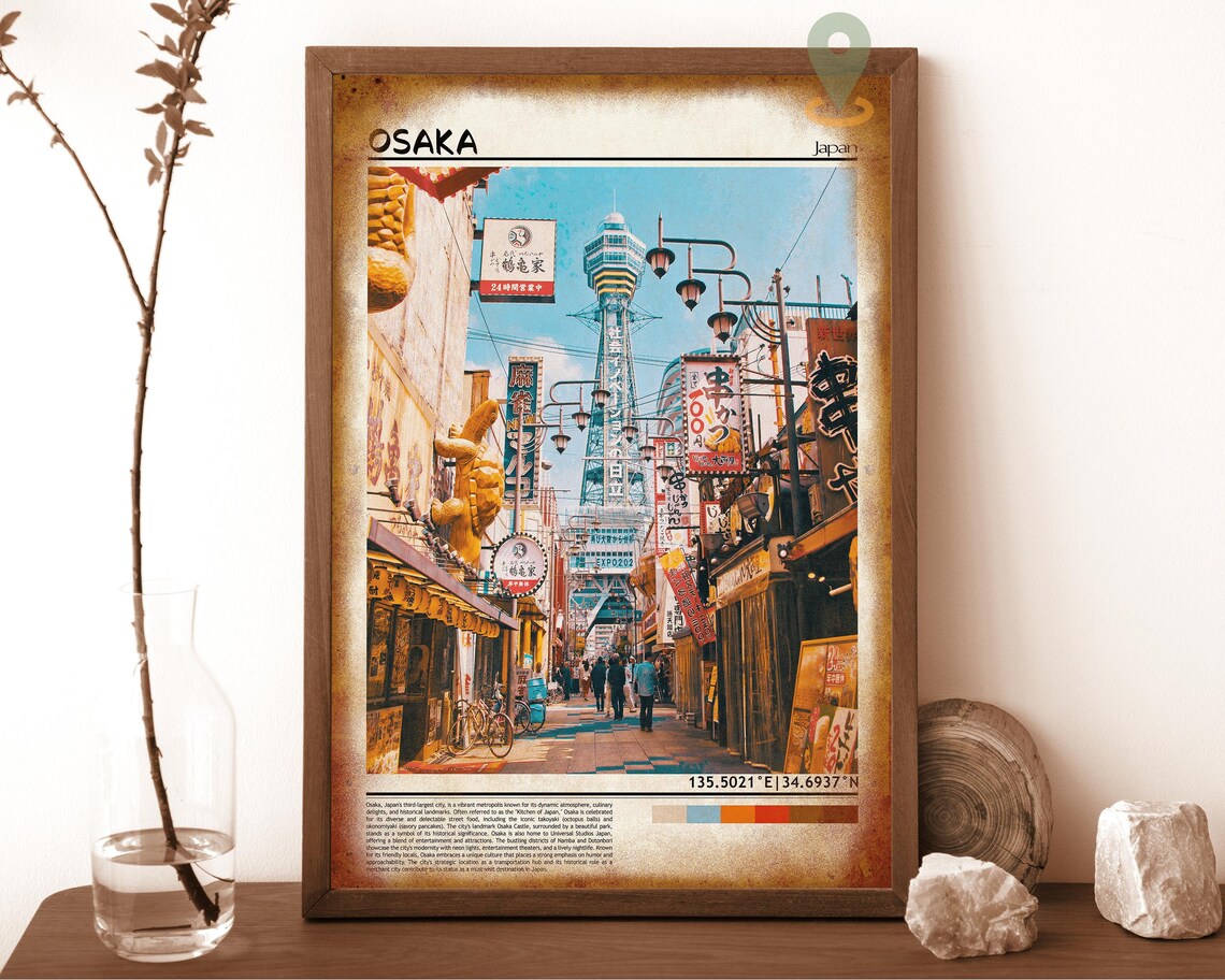 Osaka Japan Shinsekai Tower Vibrant Street Food Market Poster - Image 6