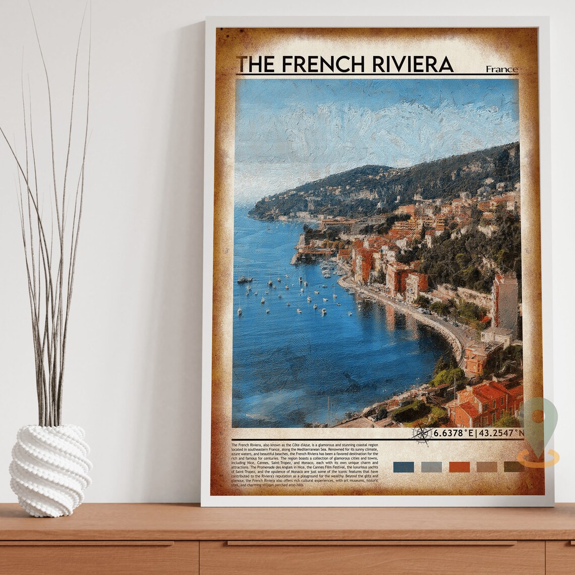 The French Riviera France Azure Coast Harbor Town Scene Poster - Image 4