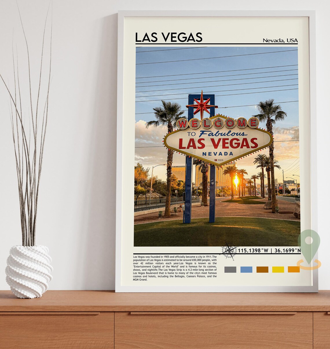 Las Vegas Nevada Welcome Sign Sunset Photography Travel Poster - Image 3