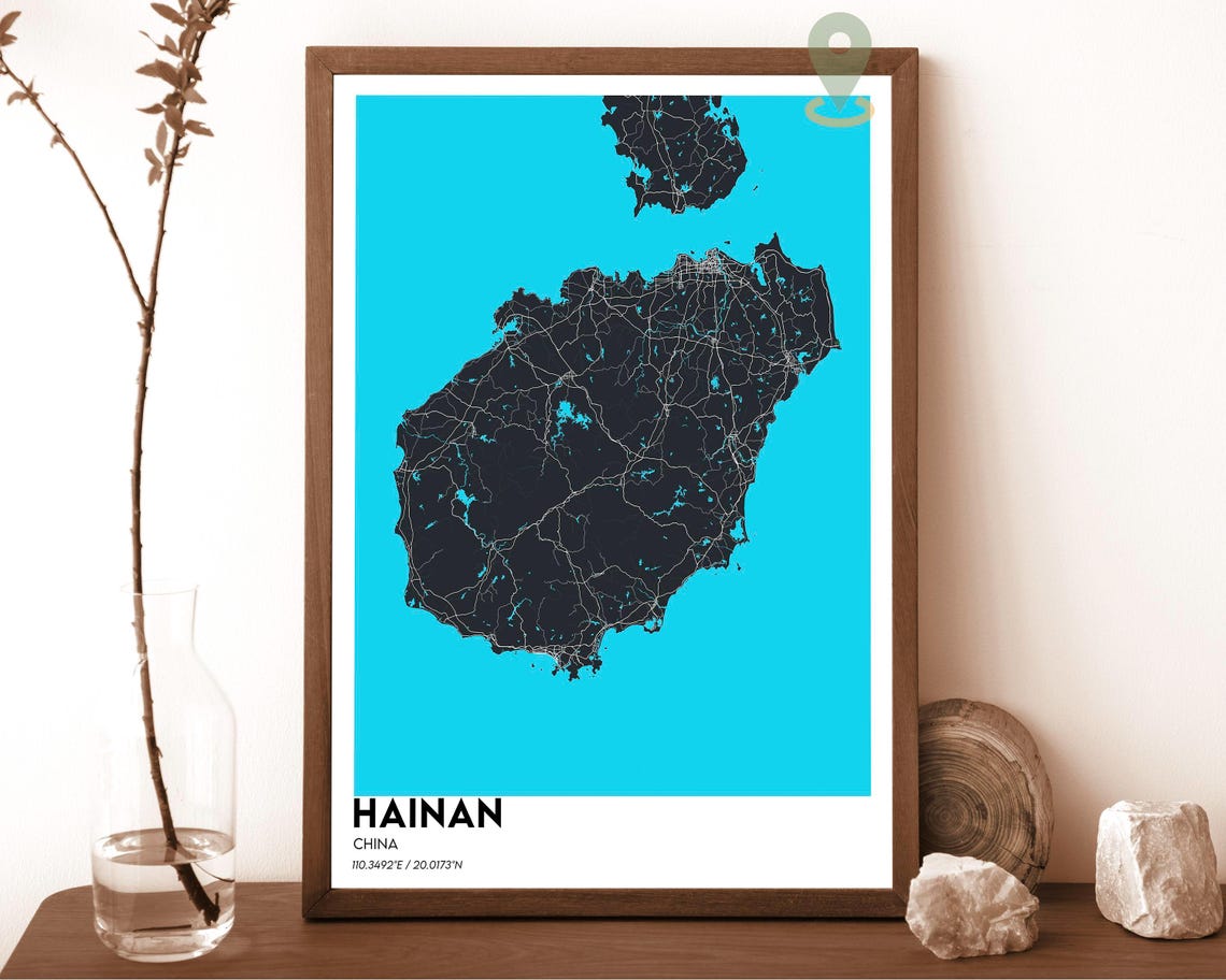 Hainan Map Hainan Map Print Hainan Wall Art Hainan Travel Poster Hainan Poster Hainan Photo Hainan City Map Hainan China