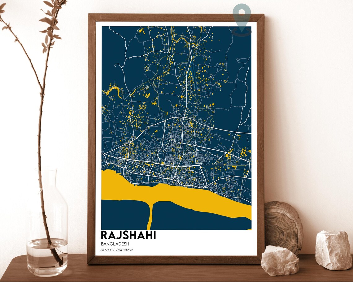 Rajshahi Bangladesh Pink Navy Modern City Map Home Decor Poster - Image 6