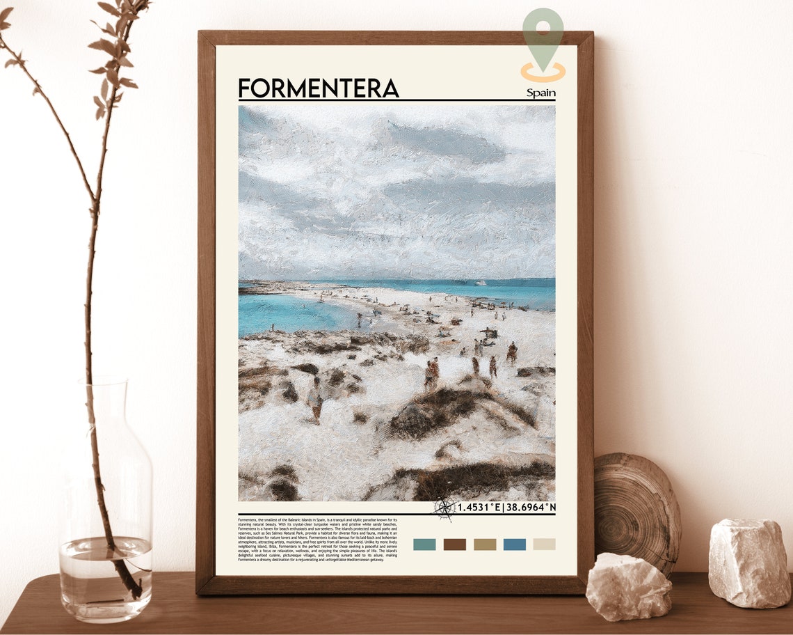 Formentera Spain White Sand Turquoise Beach Island Art Poster