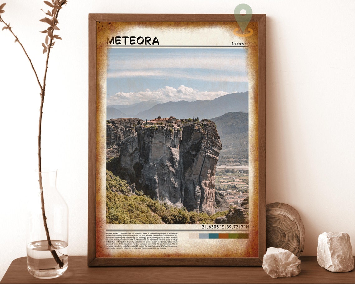 Meteora Greece Monastery Rock Pillars Historic Site Photo Poster - Image 6