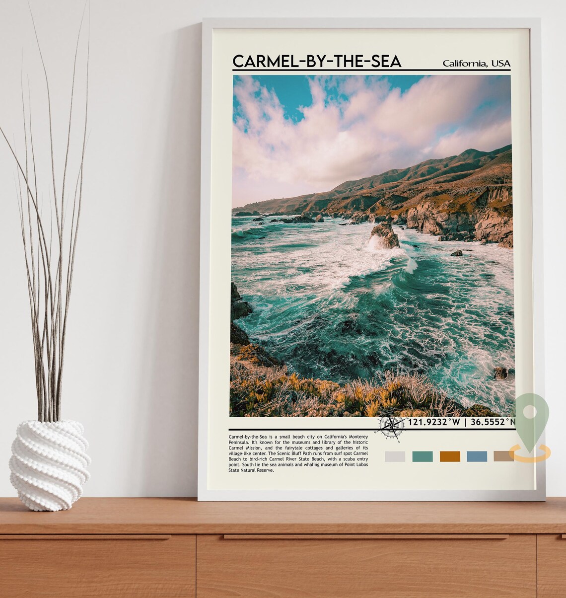Carmel by the Sea California Rocky Coast Ocean Waves Photo Poster - Image 5