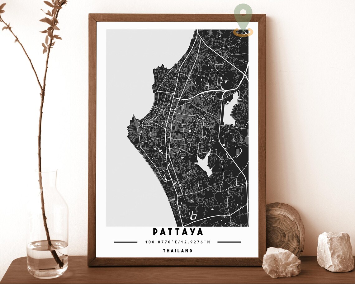 Pattaya Thailand City Street Map Gold Modern Art Print for Bold Graphic Walls - Image 2