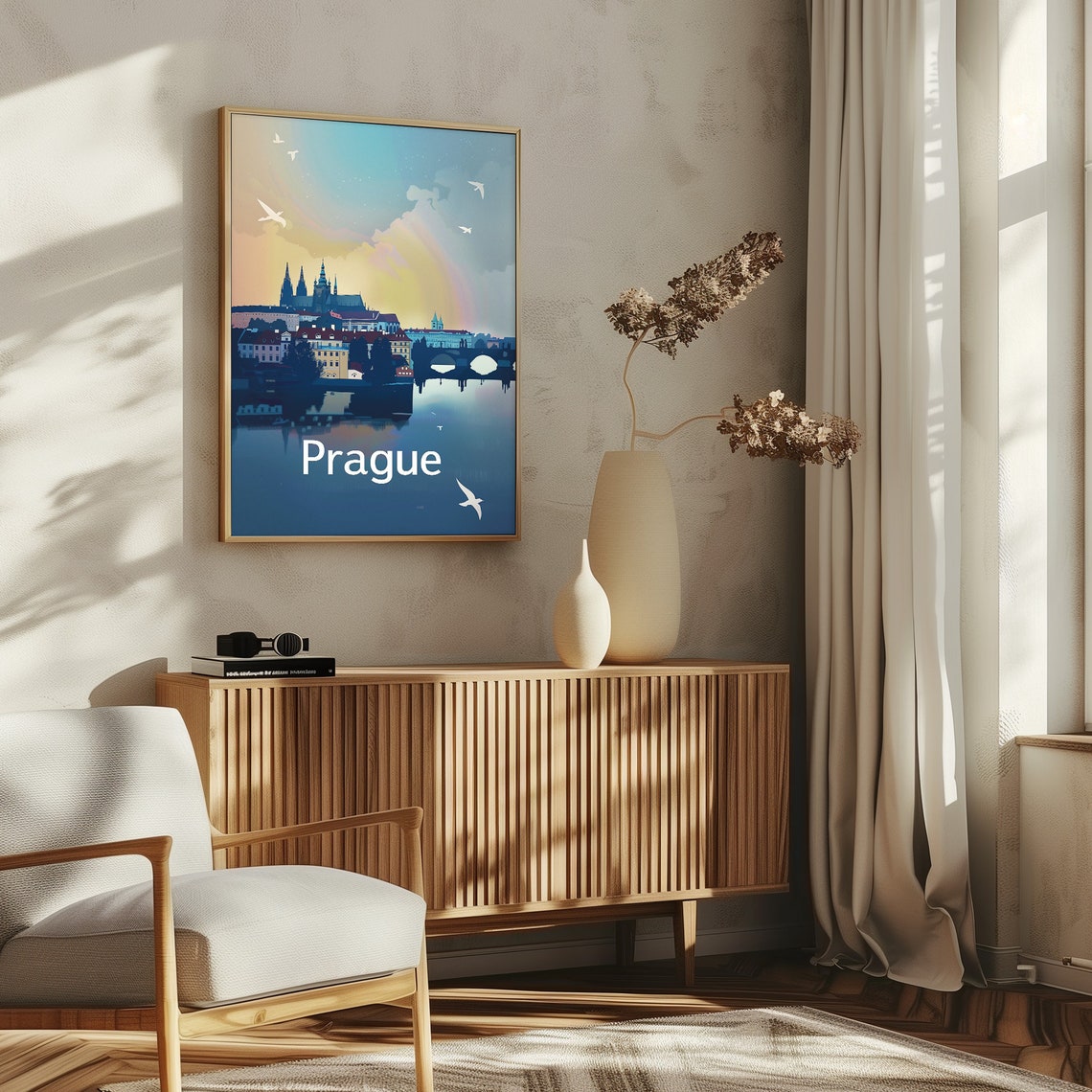 Prague Czechia Charles Bridge Castle River Sunset Travel Poster - Image 5