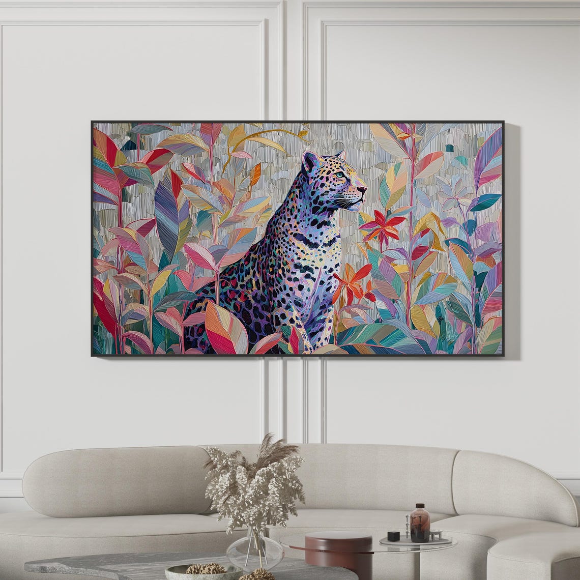 Abstract Leopard Frame Tv Art Tropical Jungle