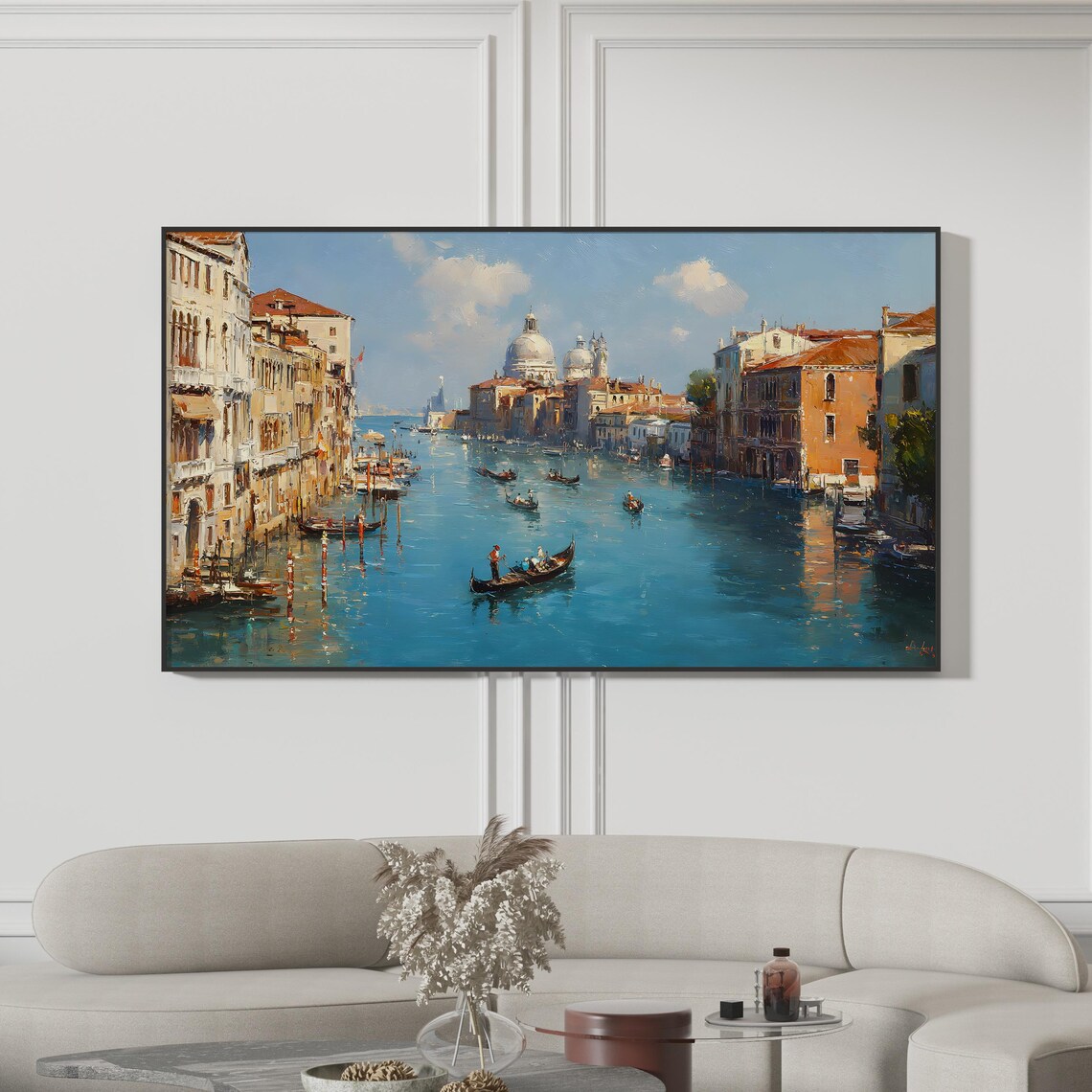 Venice Grand Canal Gondolas Italy Oil Painting Cityscape Poster