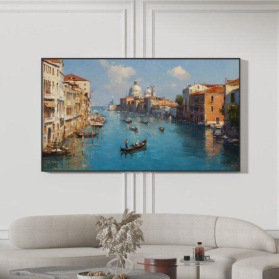 Venice Grand Canal Gondolas Italy Oil Painting Cityscape Poster