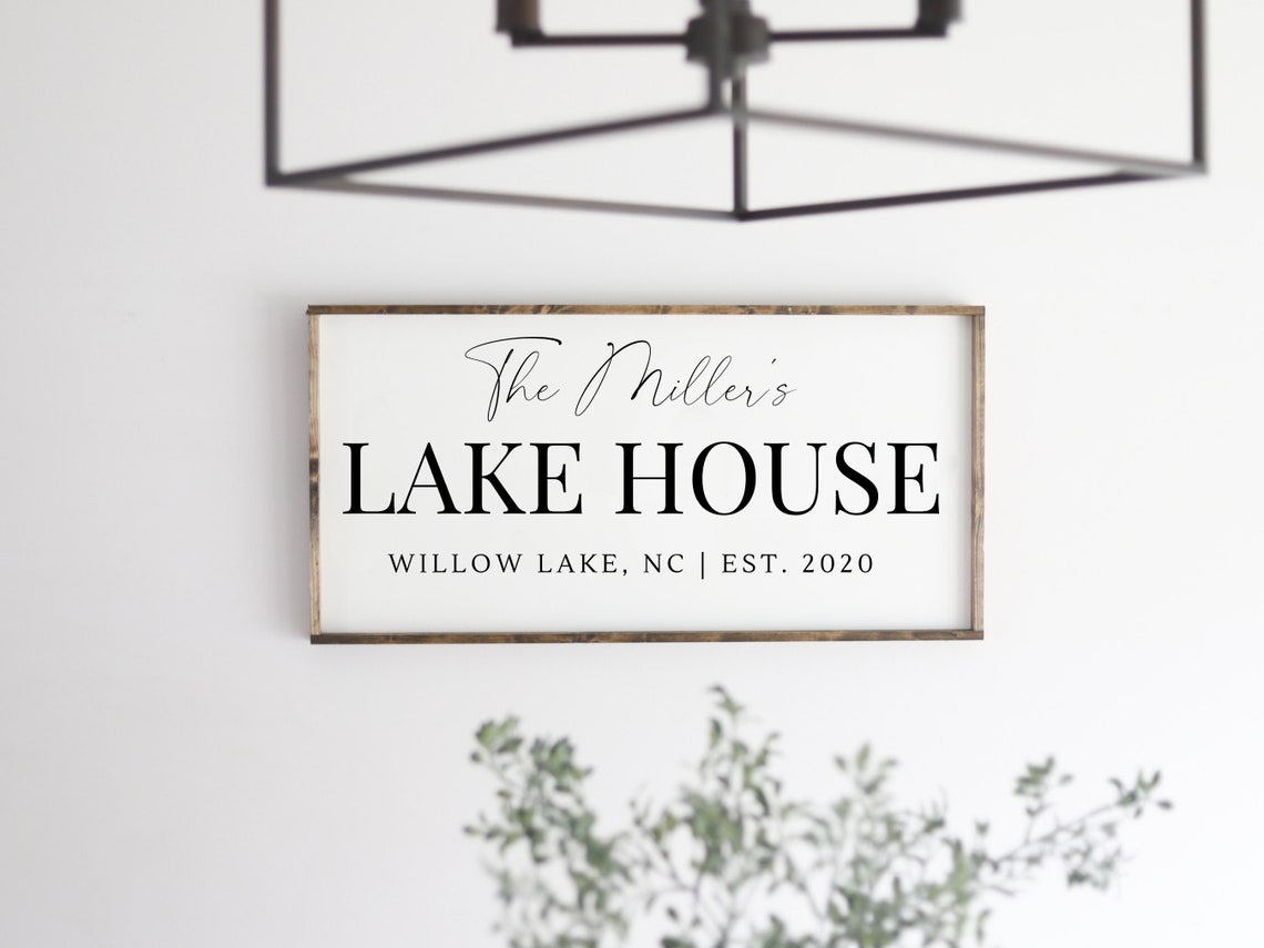 Lake House Family Name Sign Wood Family Sign Housewarming Gift Established Sign Farmhouse Sign